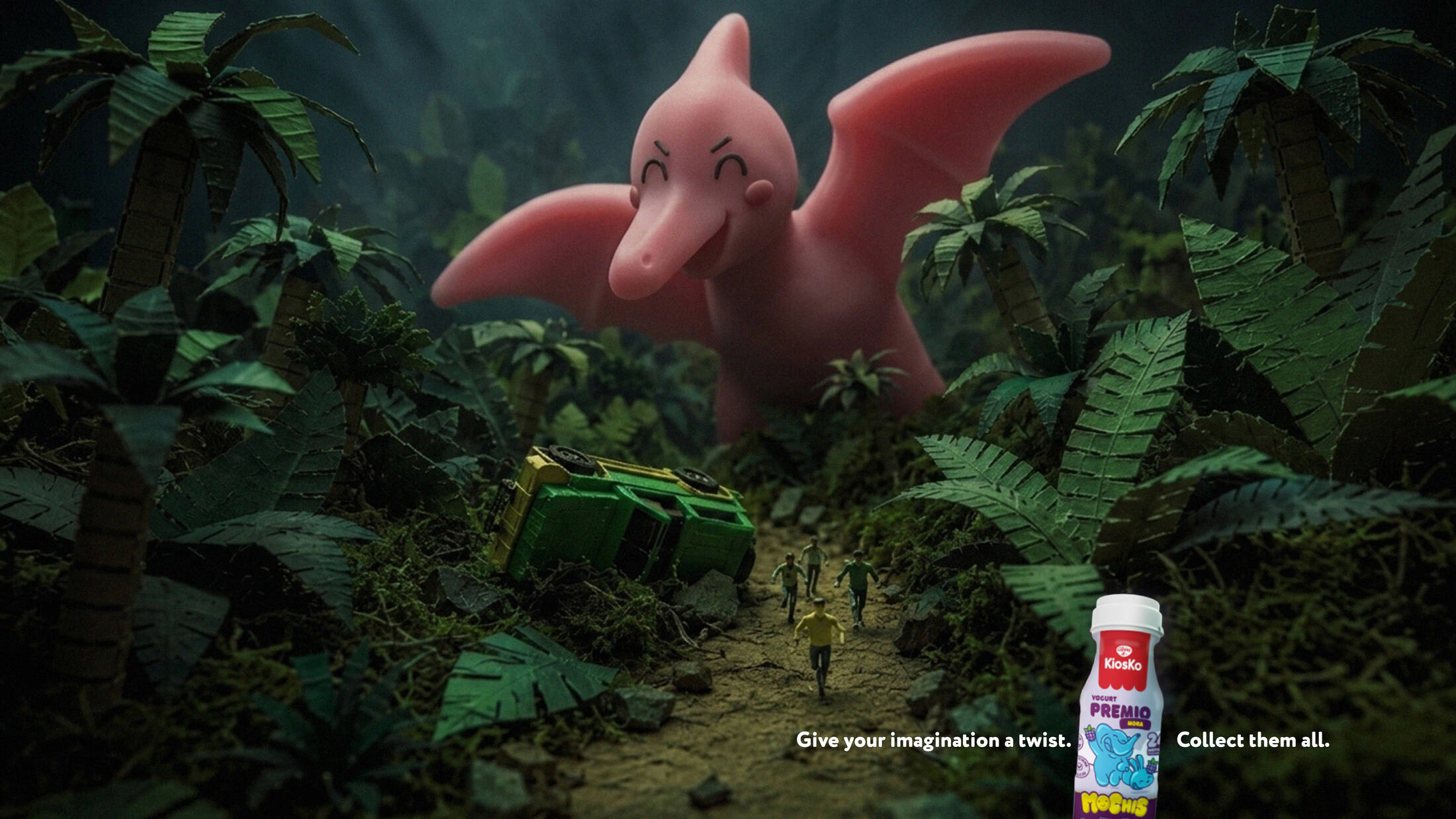 Pink Mochi as a pterodactyl in Jurassic Park