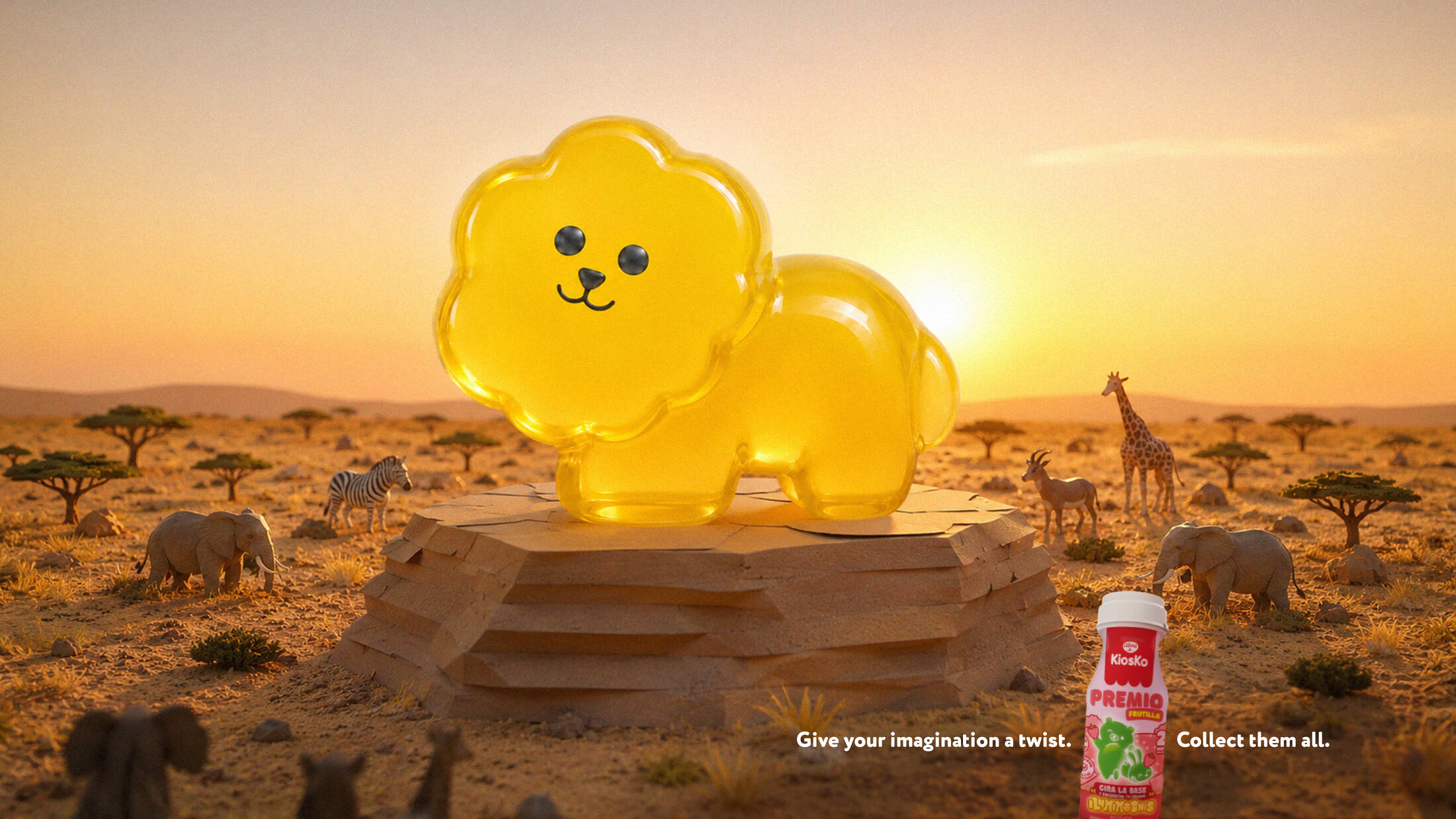 Yellow Mochi as The Lion King on the savanna